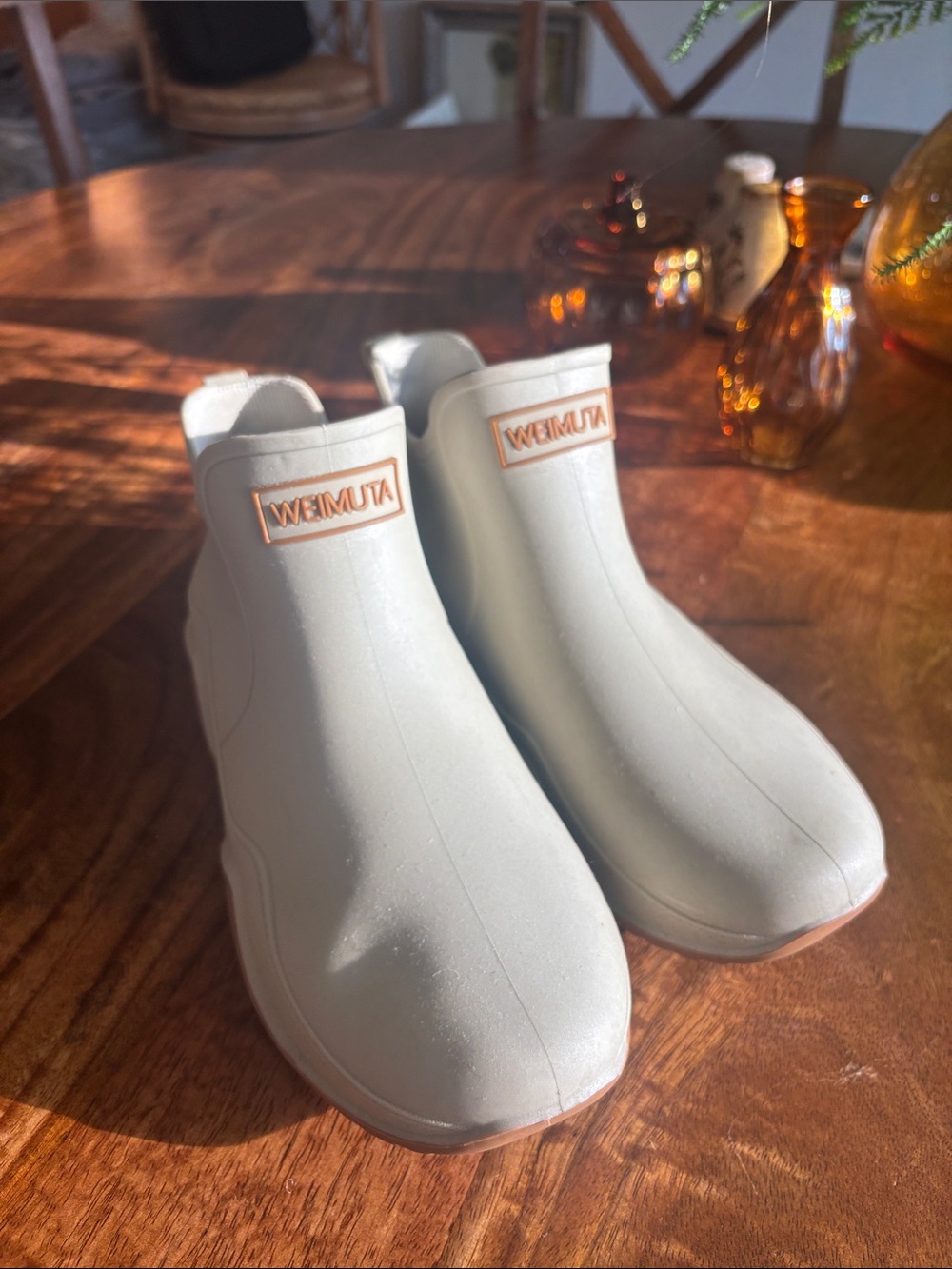 Waterproof Rain Boots in Light Beige